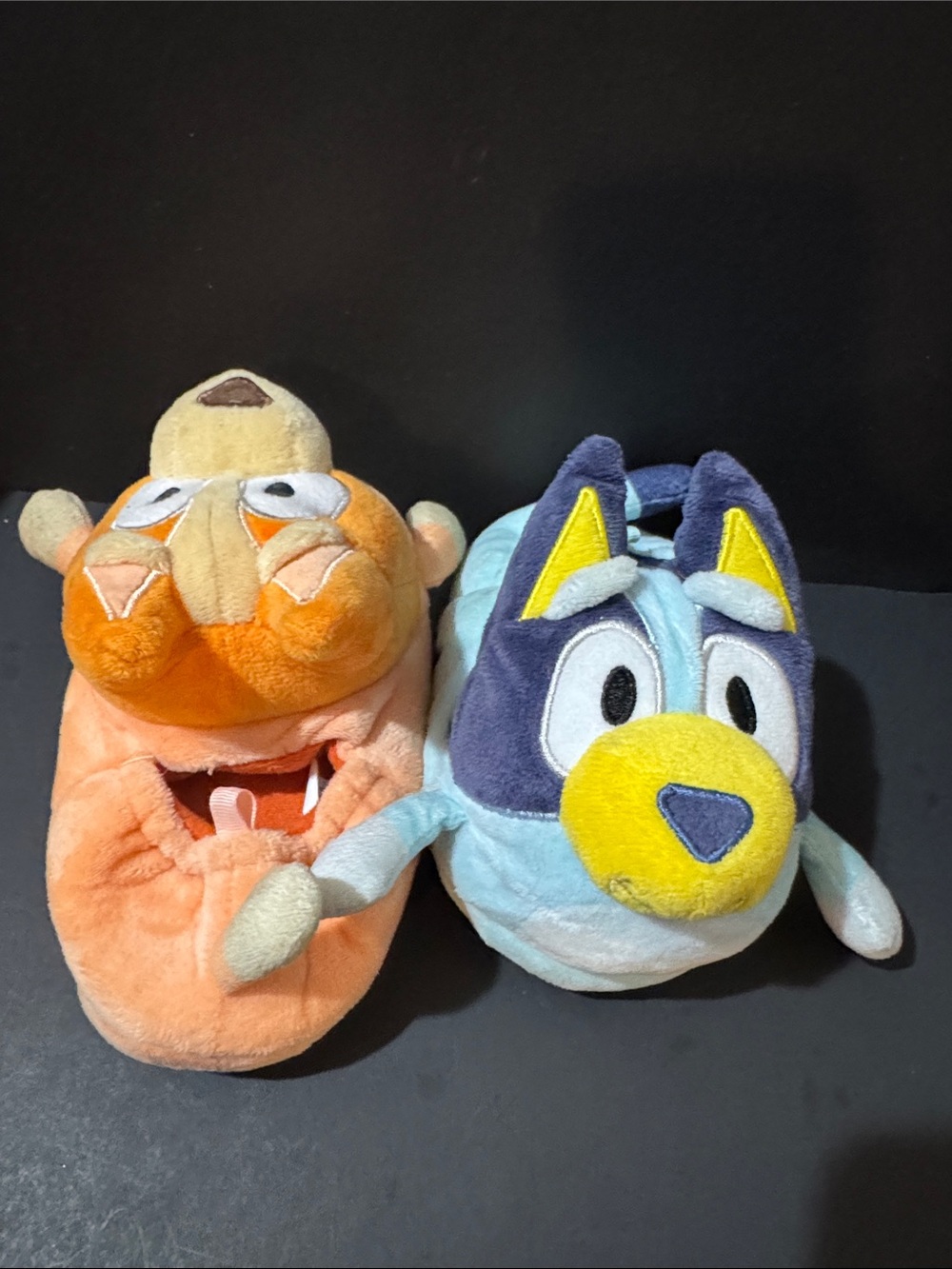 Bluey Plush Animal Kids Slippers - Orange & Blue Dog